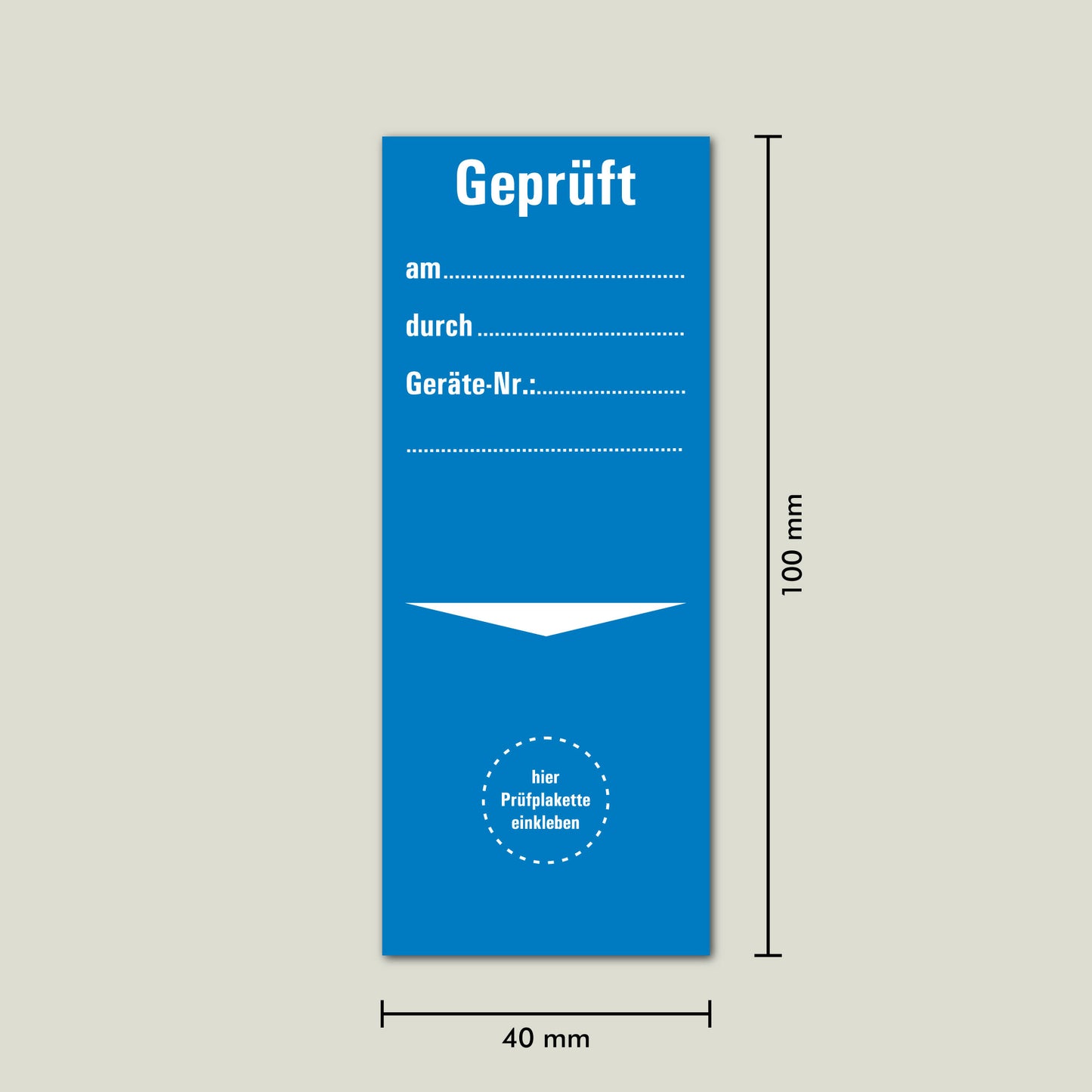 Grundetiketten für Prüfplaketten – selbstklebend 40 × 100 mm | in Blau, Gelb oder Weiß