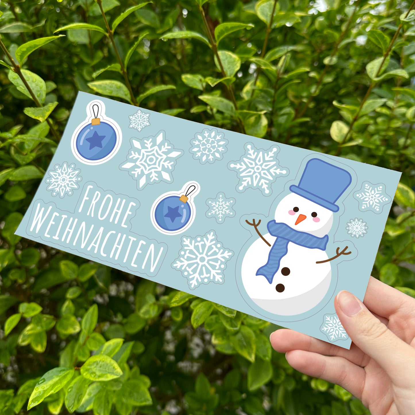 Deko-Aufkleber Weihnachten, blau/weiß