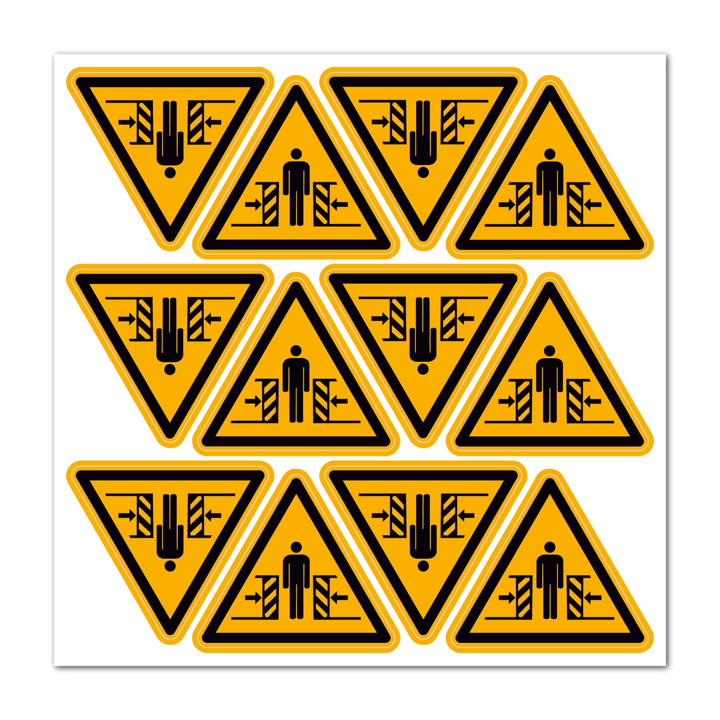 Aufkleber "Warnung vor Quetschgefahr" - 12 Stück