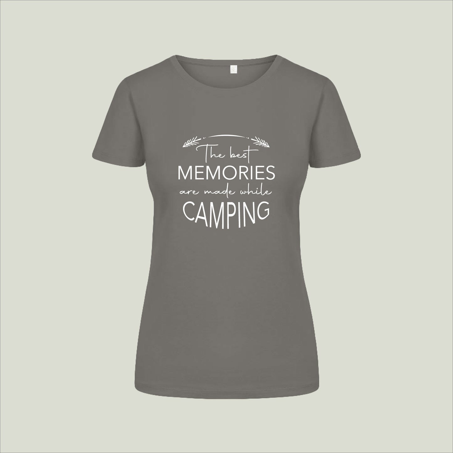 T-Shirt "The best memories are made while camping" - grau
