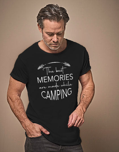 T-Shirt "The best memories are made while camping" - schwarz