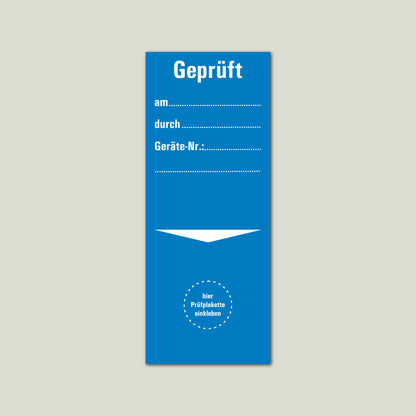 Grundetiketten für Prüfplaketten – selbstklebend 40 × 100 mm | in Blau, Gelb oder Weiß