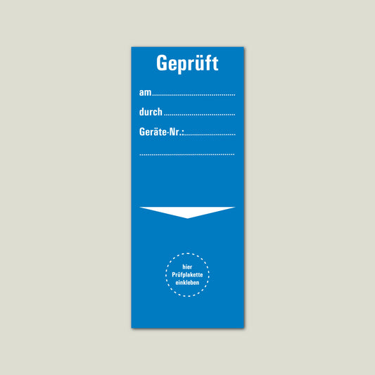 Grundetiketten für Prüfplaketten – selbstklebend 40 × 100 mm | in Blau, Gelb oder Weiß