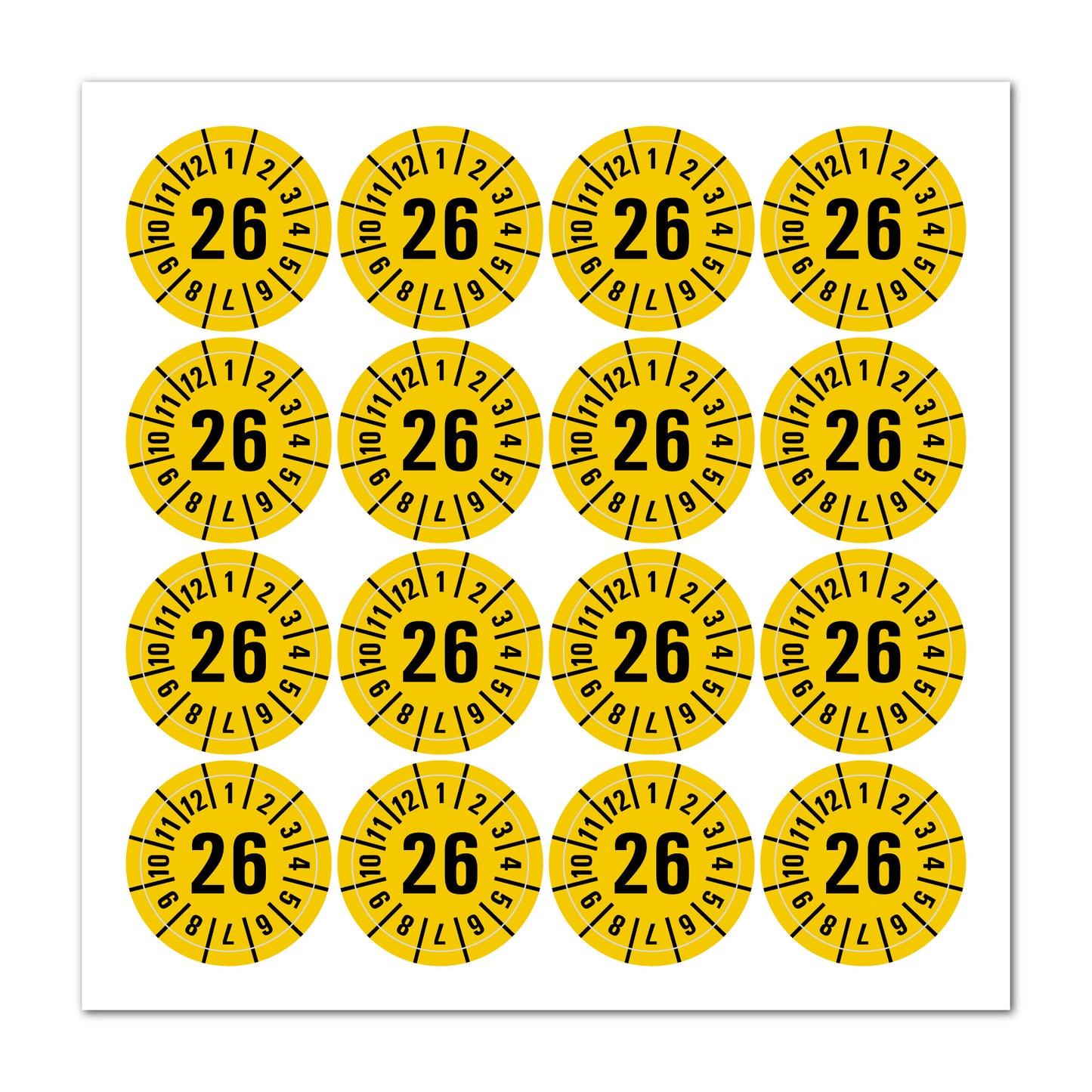 Prüfplaketten 2026 selbstklebend Ø 30 mm 16 Stück pro Bogen | Robust & zuverlässig