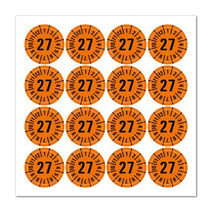 Prüfplaketten 2027 selbstklebend Ø 30 mm 16 Stück pro Bogen | Robust & zuverlässig