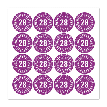 Prüfplaketten 2028 selbstklebend Ø 30 mm 16 Stück pro Bogen | Robust & zuverlässig