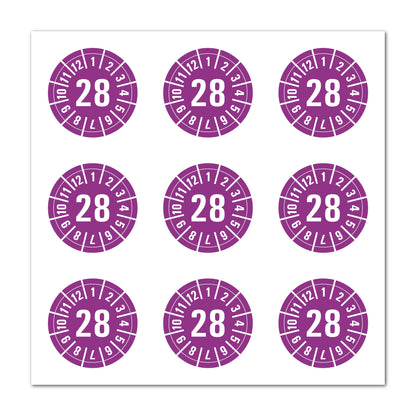 Prüfplaketten 2028 selbstklebend Ø 35 mm 9 Stück pro Bogen | Robust & zuverlässig