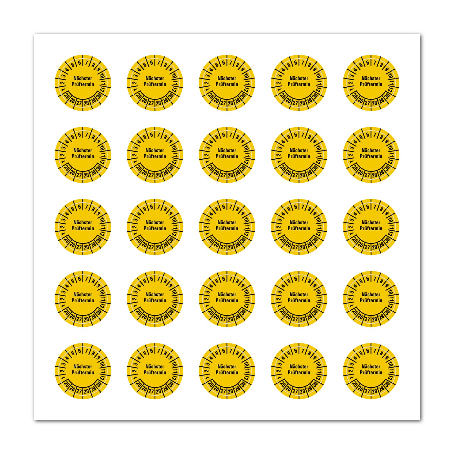 Mehrjahresprüfplaketten ab 2025 bis 2034, Farbe gelb
