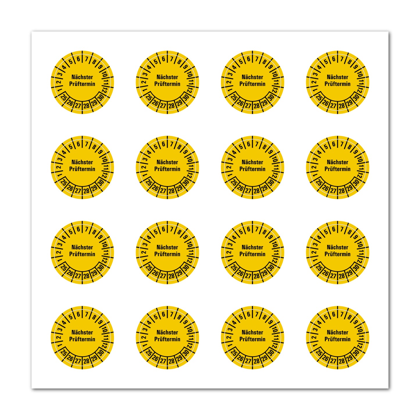 Mehrjahresprüfplaketten ab 2025 bis 2034, Farbe gelb