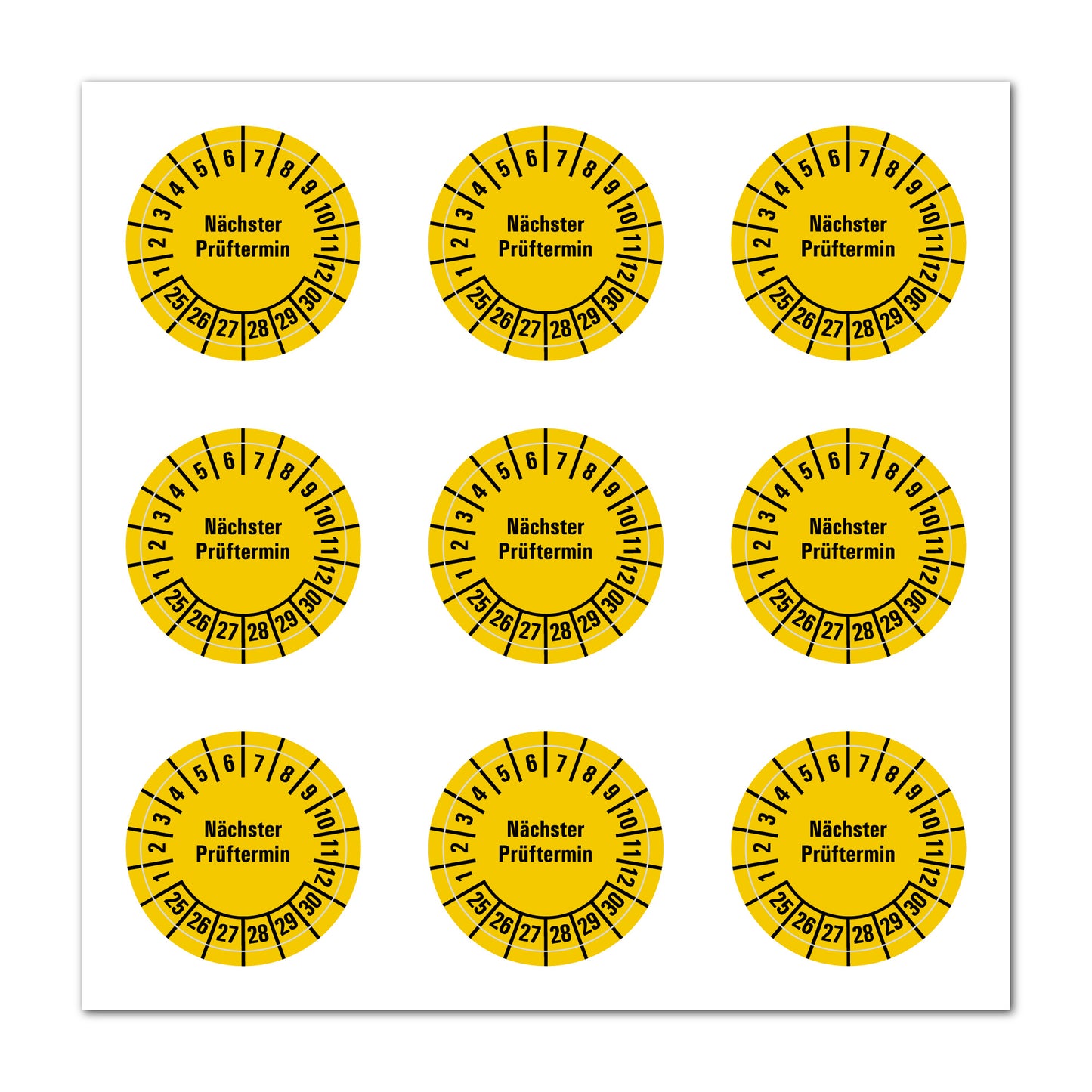 Mehrjahresprüfplaketten ab 2025 bis 2034, Farbe gelb