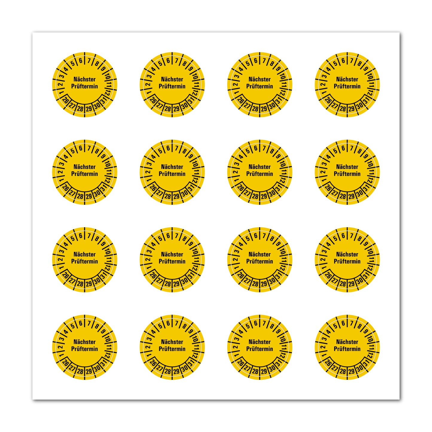 Mehrjahresprüfplaketten ab 2025 bis 2034, Farbe gelb