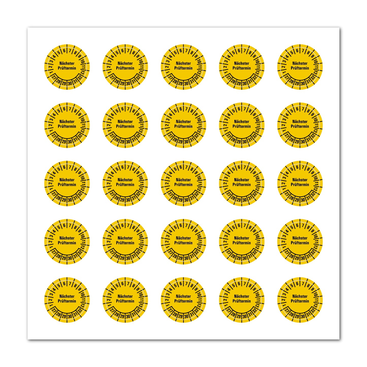 Mehrjahresprüfplaketten ab 2025 bis 2034, Farbe gelb