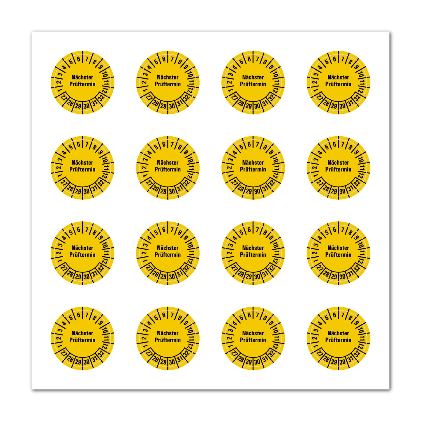 Mehrjahresprüfplaketten ab 2025 bis 2034, Farbe gelb