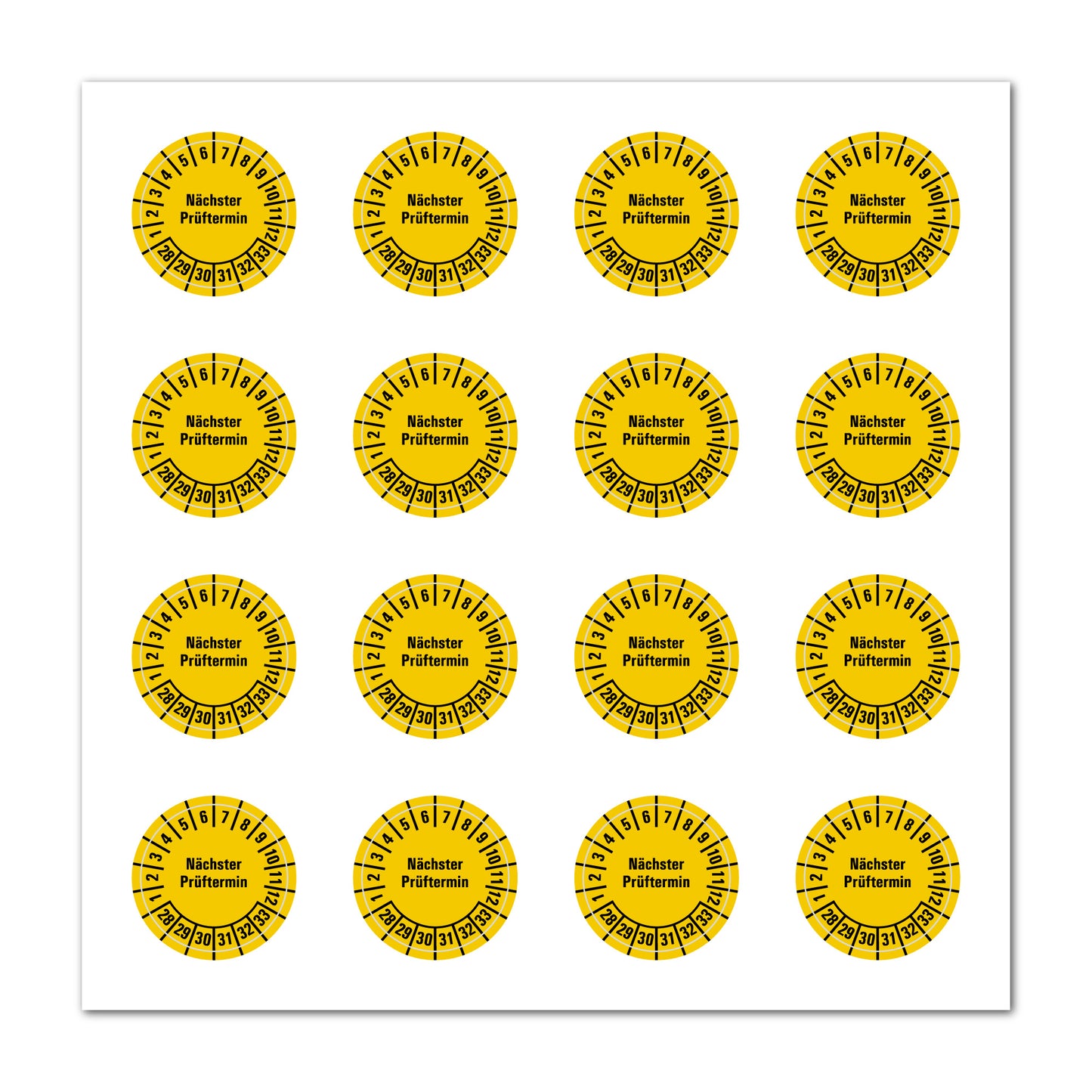 Mehrjahresprüfplaketten ab 2025 bis 2034, Farbe gelb