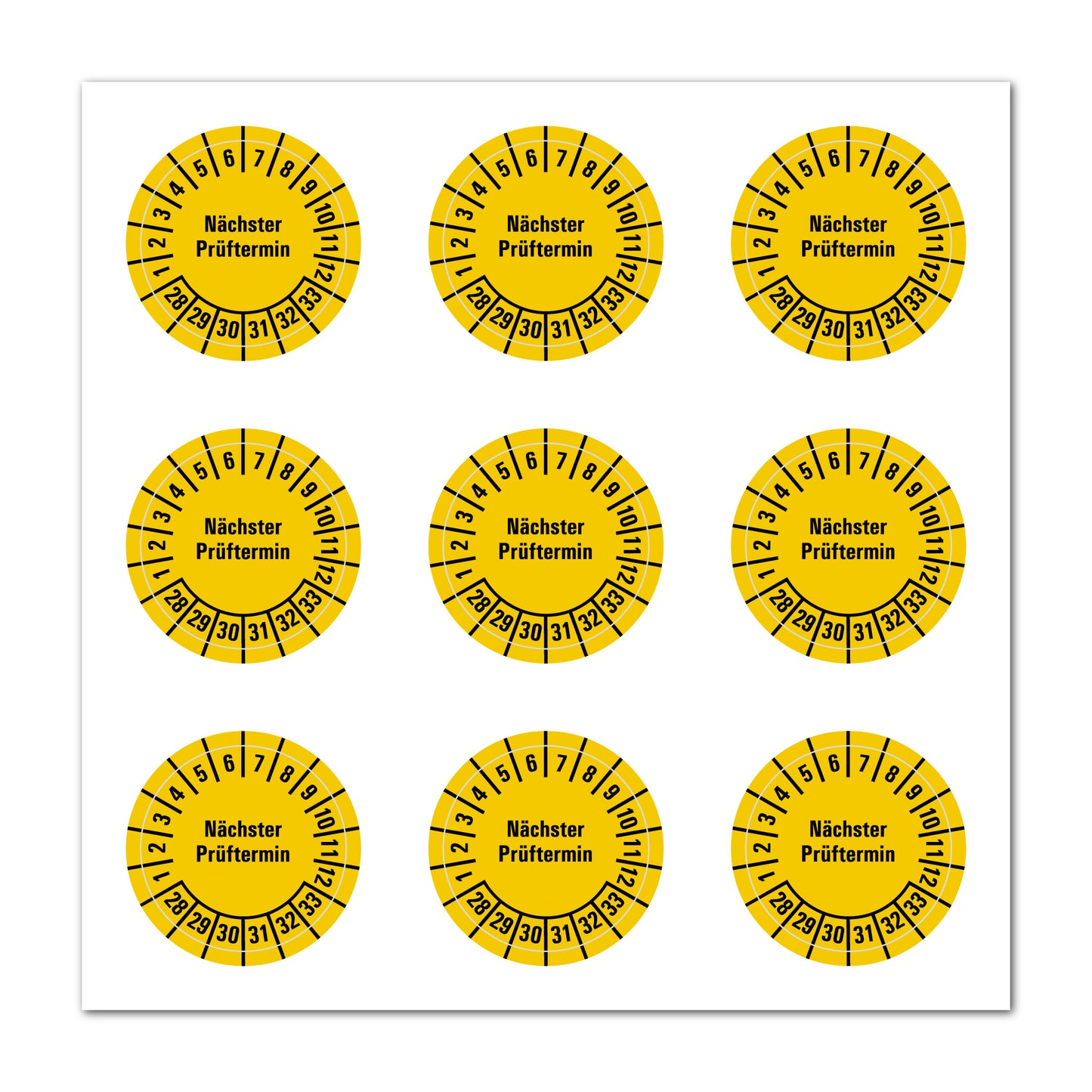 Mehrjahresprüfplaketten ab 2025 bis 2034, Farbe gelb