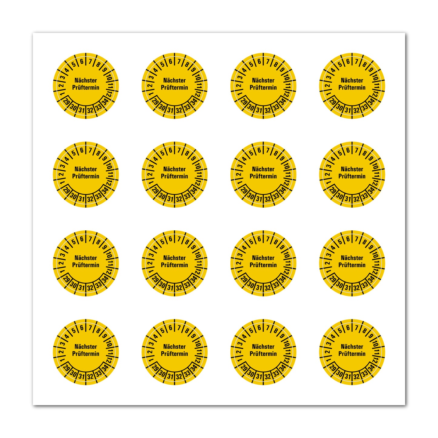 Mehrjahresprüfplaketten ab 2025 bis 2034, Farbe gelb