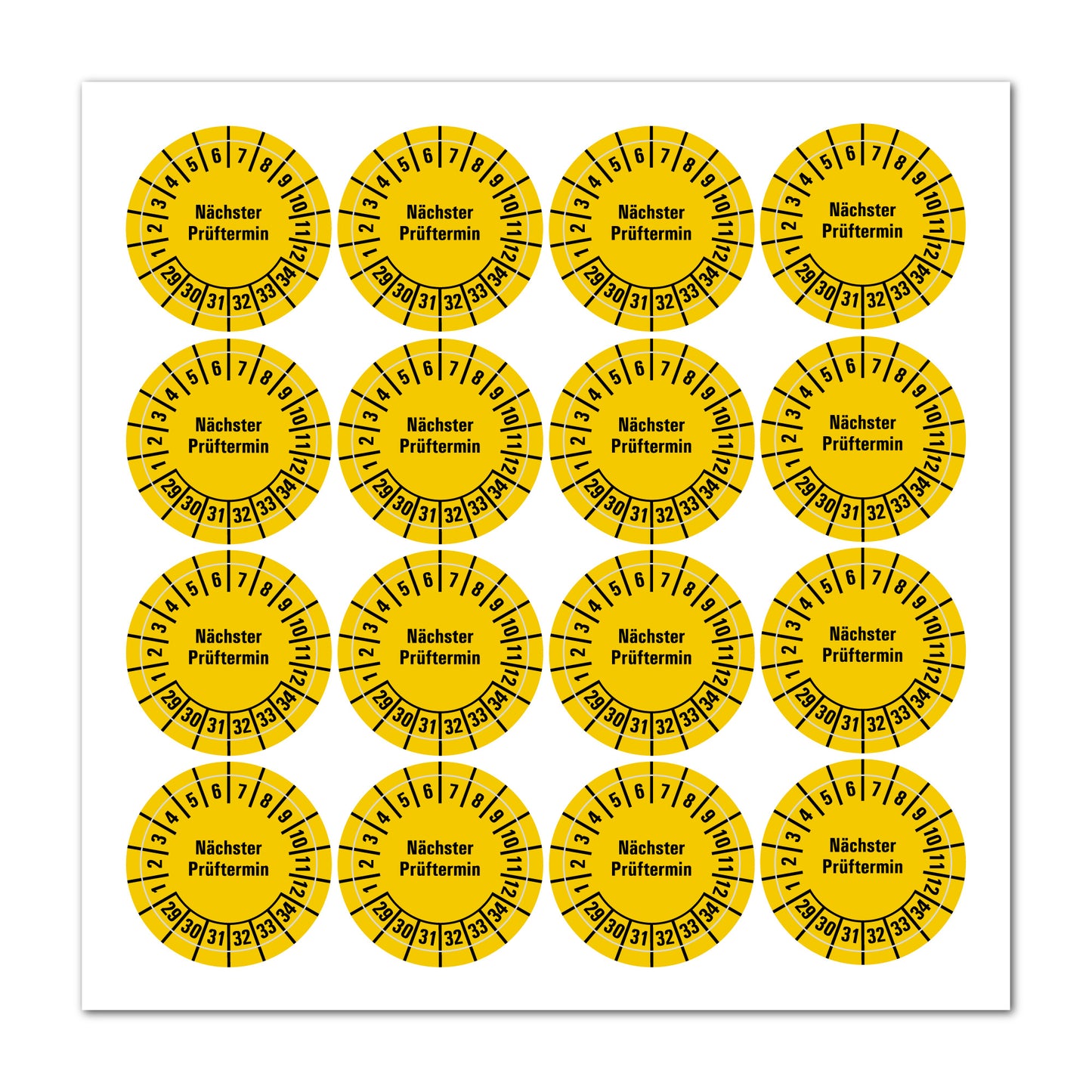 Mehrjahresprüfplaketten ab 2025 bis 2034, Farbe gelb