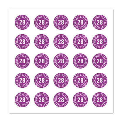 Prüfplaketten 2028 selbstklebend Ø 20 mm 25 Stück pro Bogen | Robust & zuverlässig
