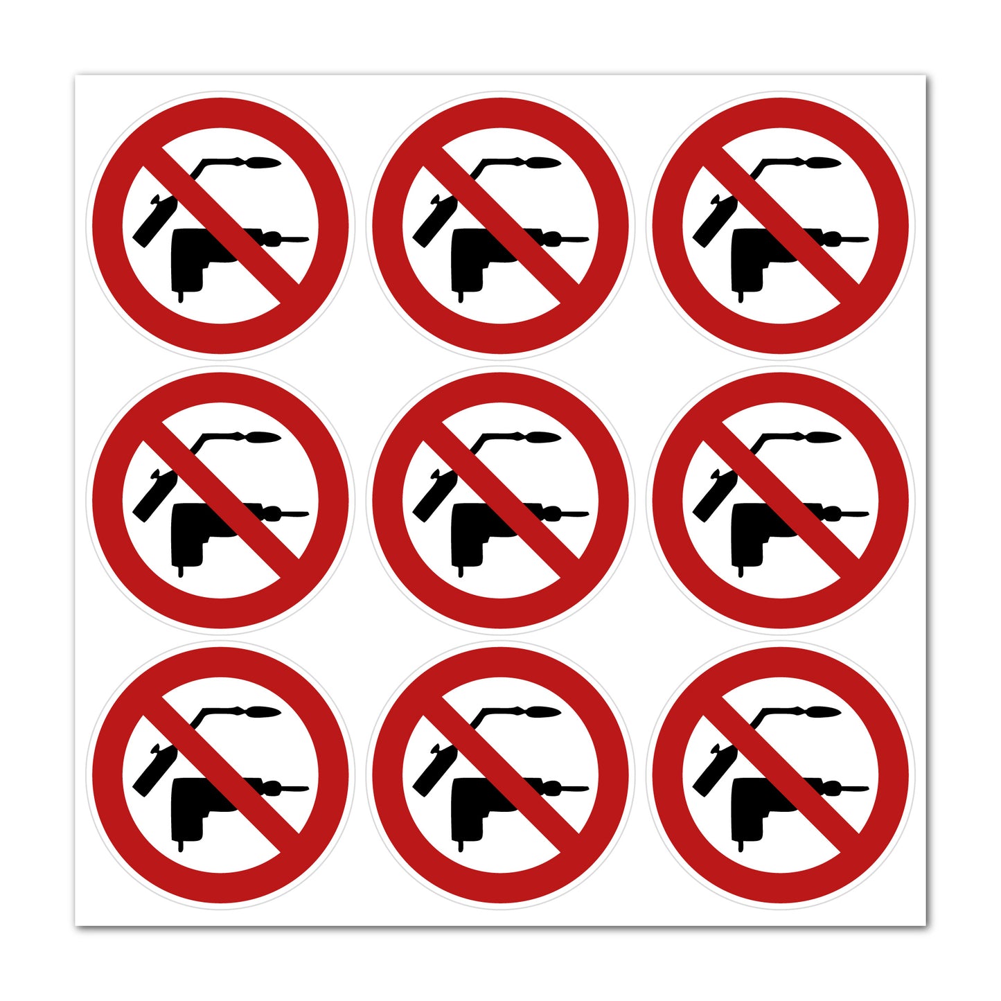 Aufkleber "Verbotsschild Bohren und Schweißen" - 9 Stück