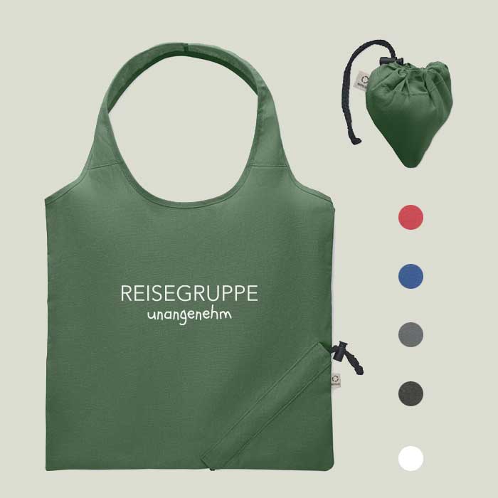 Faltbare Einkaufstasche „Reisegruppe Unangenehm“ – humorvolles Statement für unterwegs