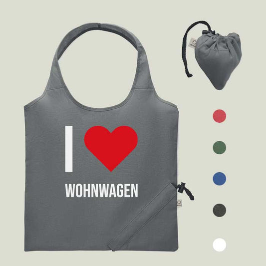 Faltbare Einkaufstasche „I love Wohnwagen“ – praktisch, nachhaltig & perfekt für Campingfans