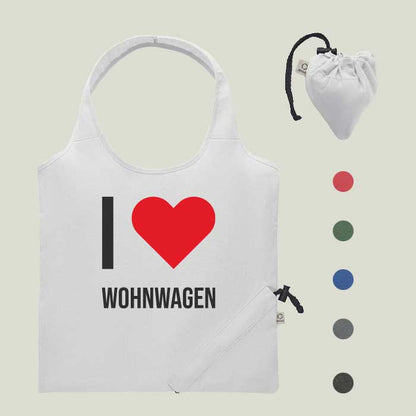 Faltbare Einkaufstasche „I love Wohnwagen“ – praktisch, nachhaltig & perfekt für Campingfans