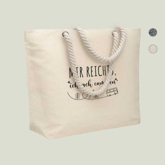Strand- & Einkaufstasche „Mir reicht’s, ich geh campen“ – nachhaltig & geräumig