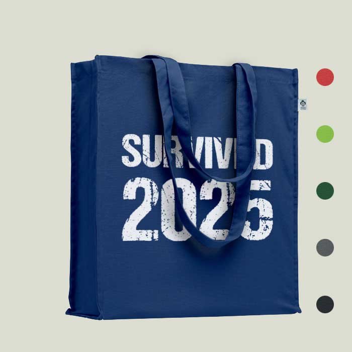 Einkaufstasche „Survived 2025“ – witzig & nachhaltig