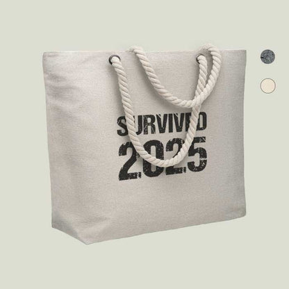 Strand- & Einkaufstasche „Survived 2025“ – robust & mit Statement