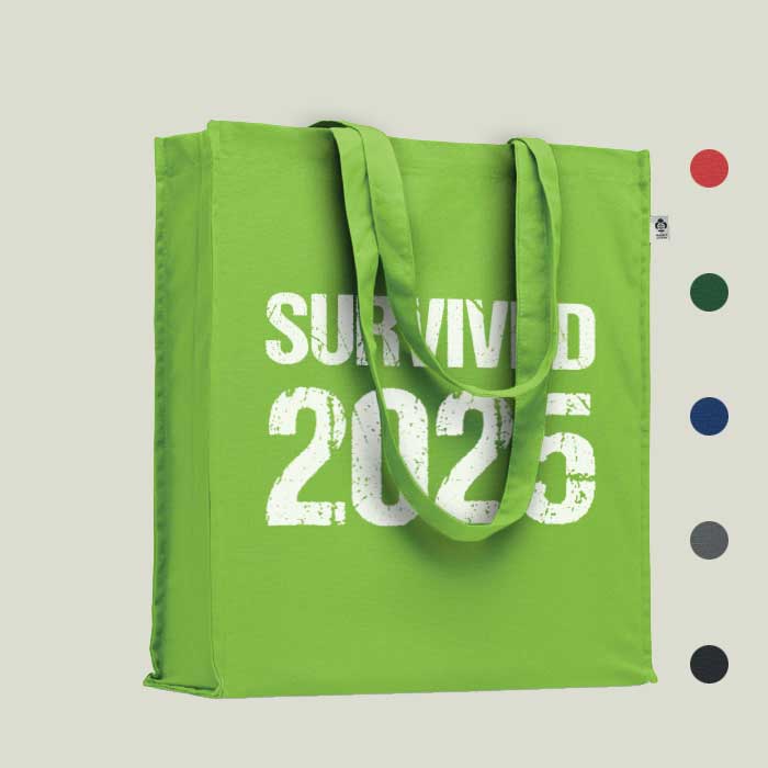 Einkaufstasche „Survived 2025“ – witzig & nachhaltig