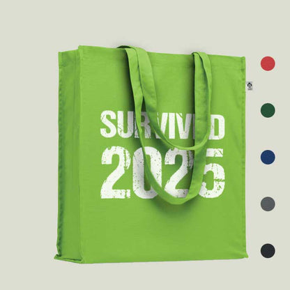 Einkaufstasche „Survived 2025“ – witzig & nachhaltig