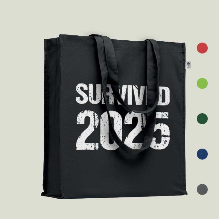 Einkaufstasche „Survived 2025“ – witzig & nachhaltig