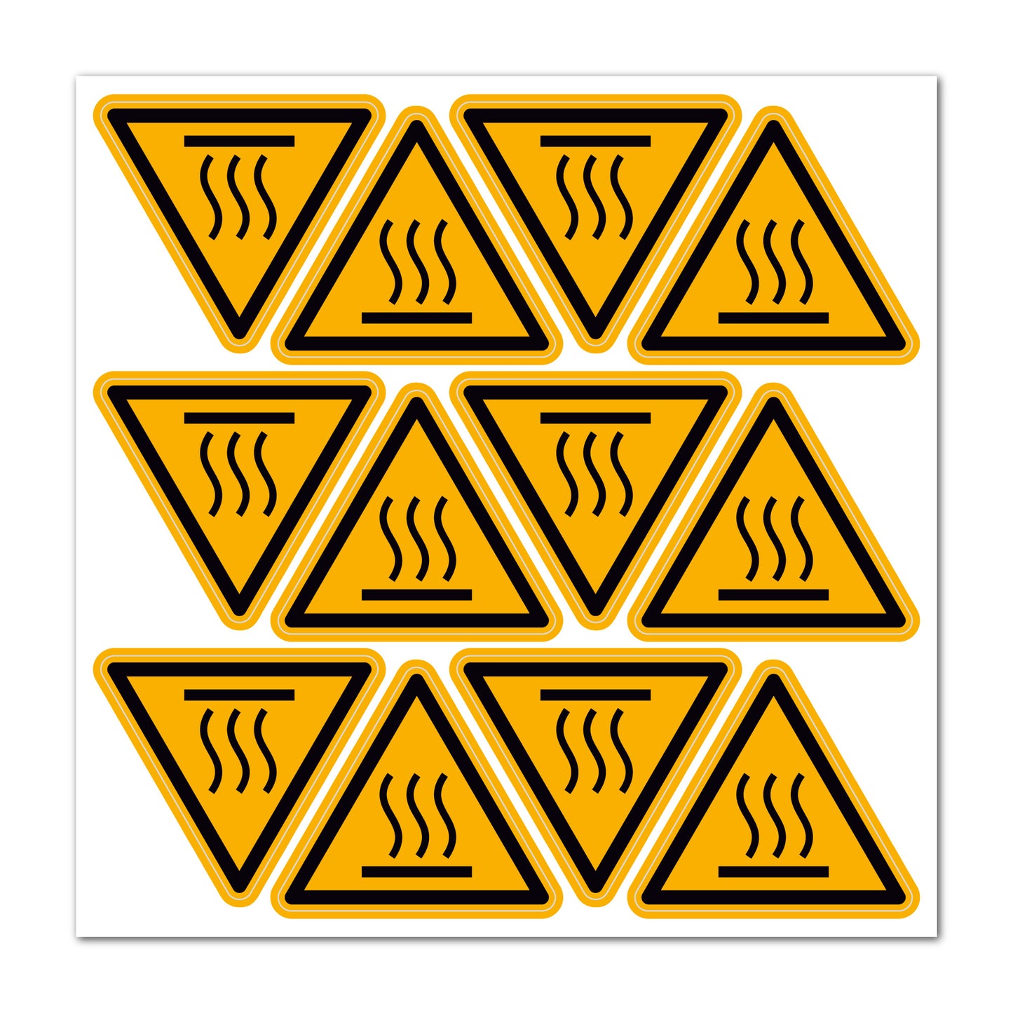 Aufkleber "Warnung vor heißer Oberfläche" - 12 Stück