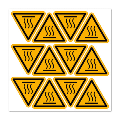 Aufkleber "Warnung vor heißer Oberfläche" - 12 Stück