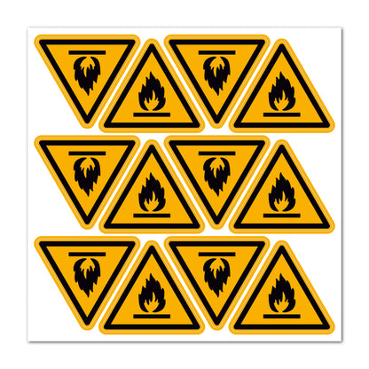 Aufkleber "Warnung vor feuergefährlichen Stoffen" - 12 Stück