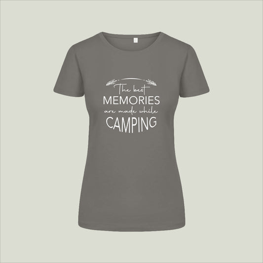 T-Shirt "The best memories are made while camping" - grau